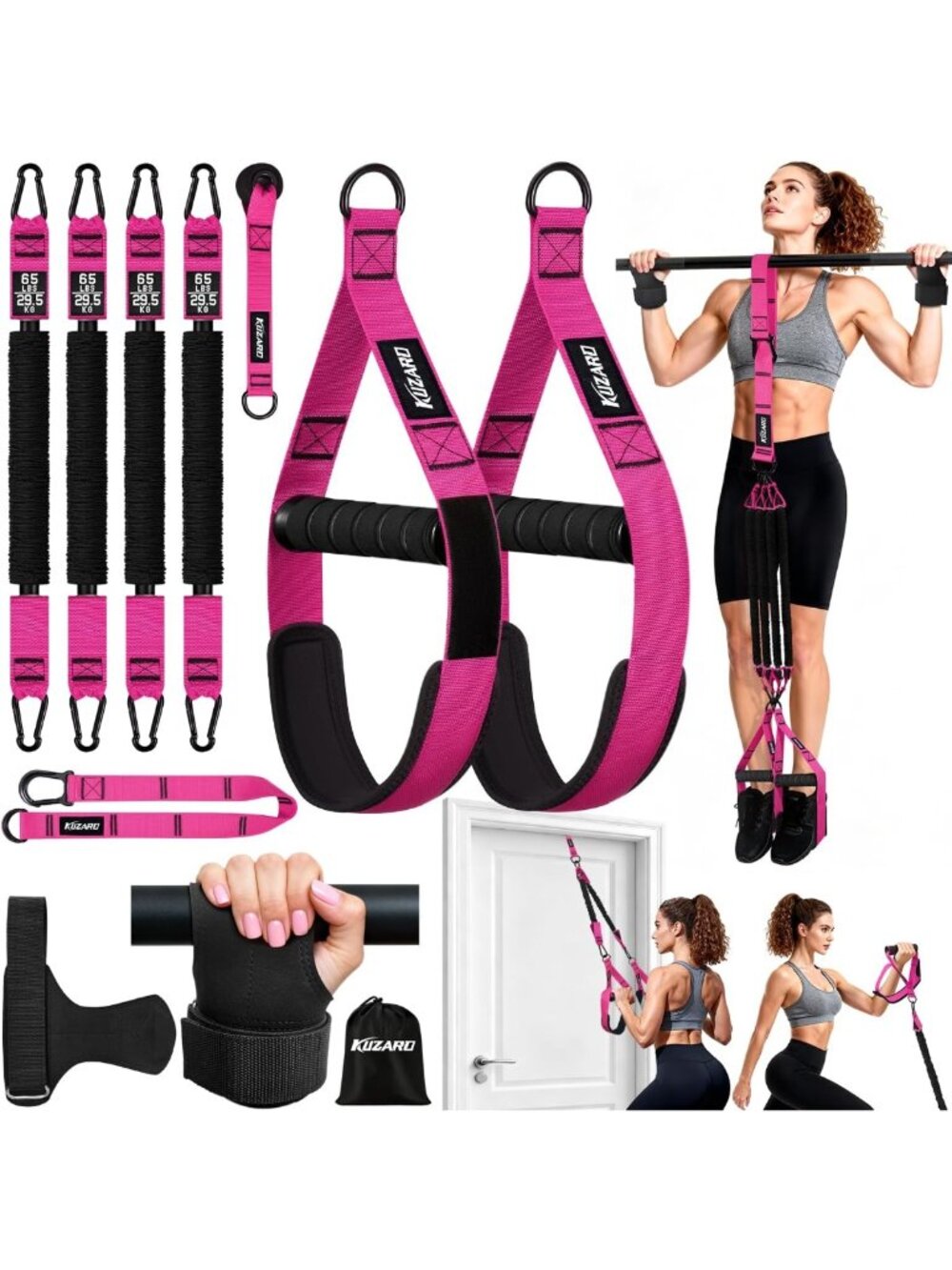 Heavy Duty Resistance Bands with Handles & Door Anchor for Full Body Workouts